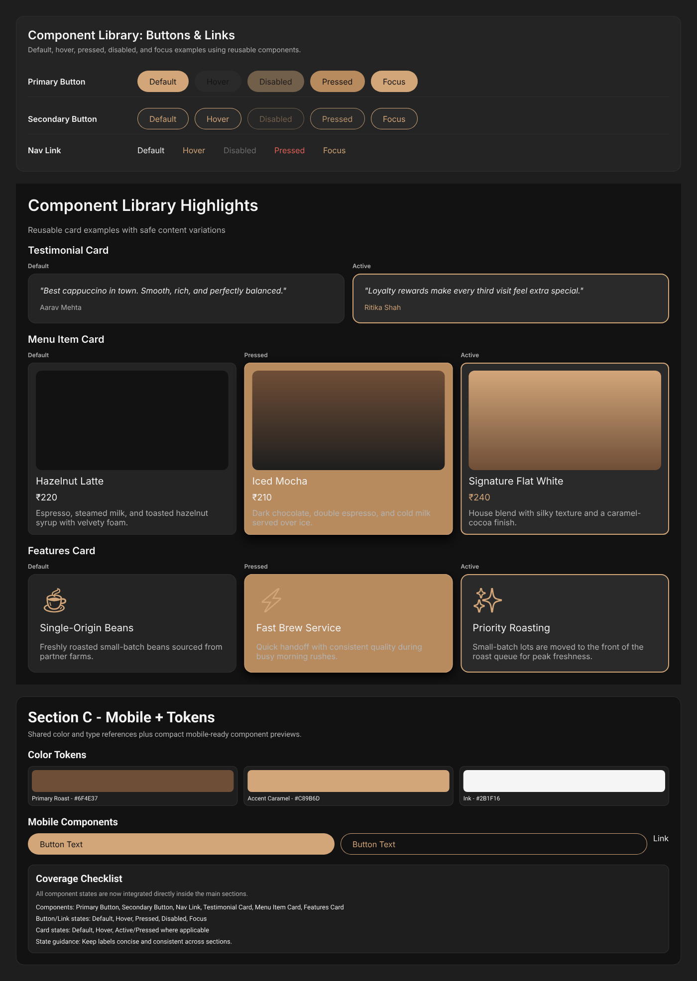 Coffee shop component library