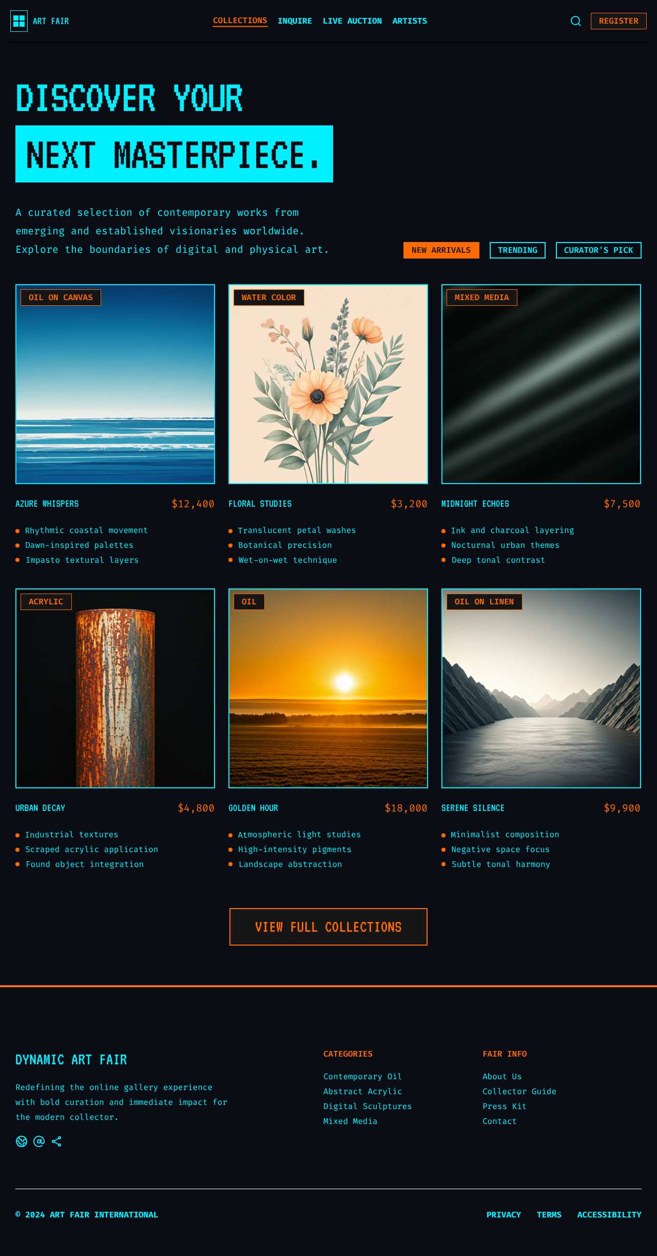 Art showcase luminious electric blue